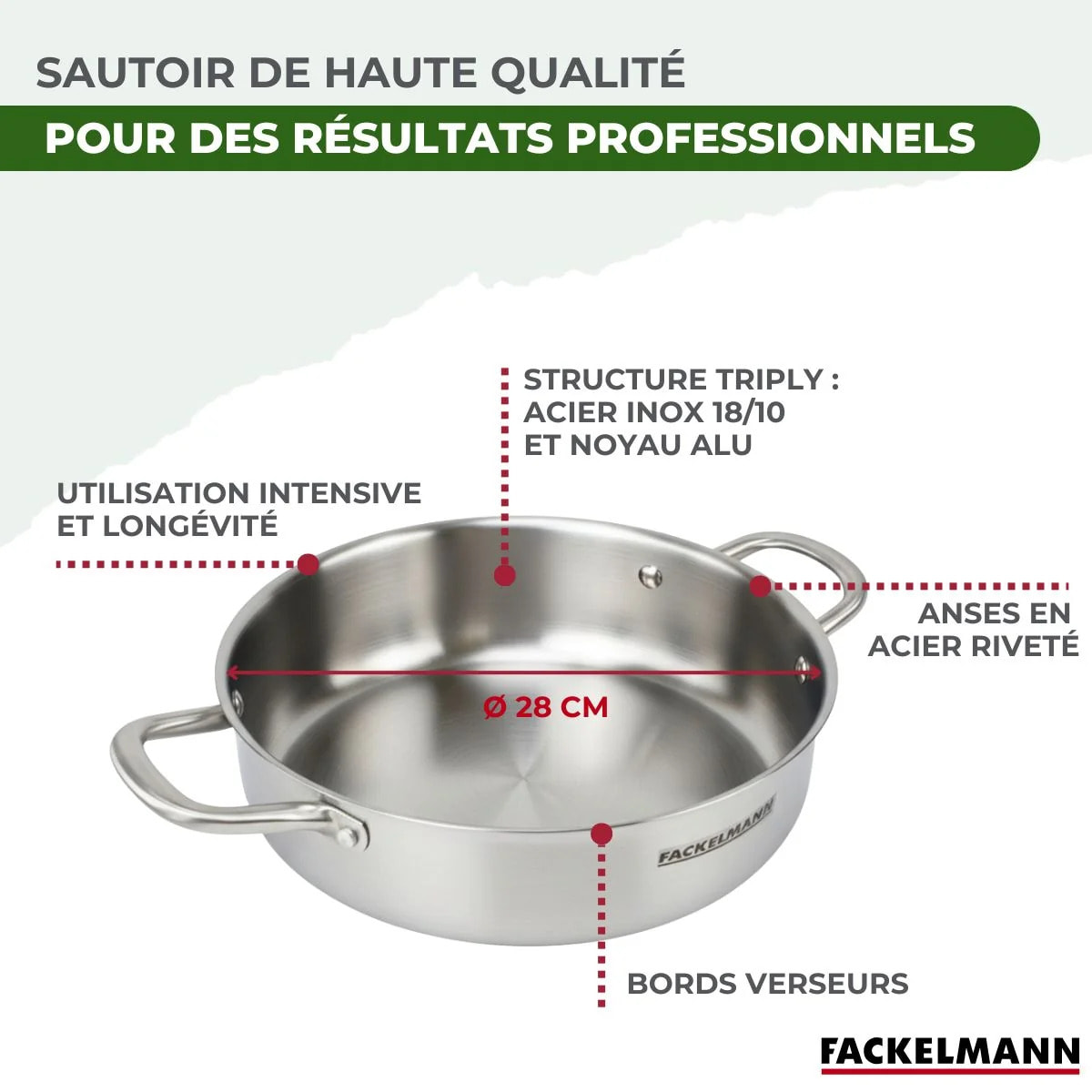 Sautoir en inox 18/10 Triply Fackelmann Vita3