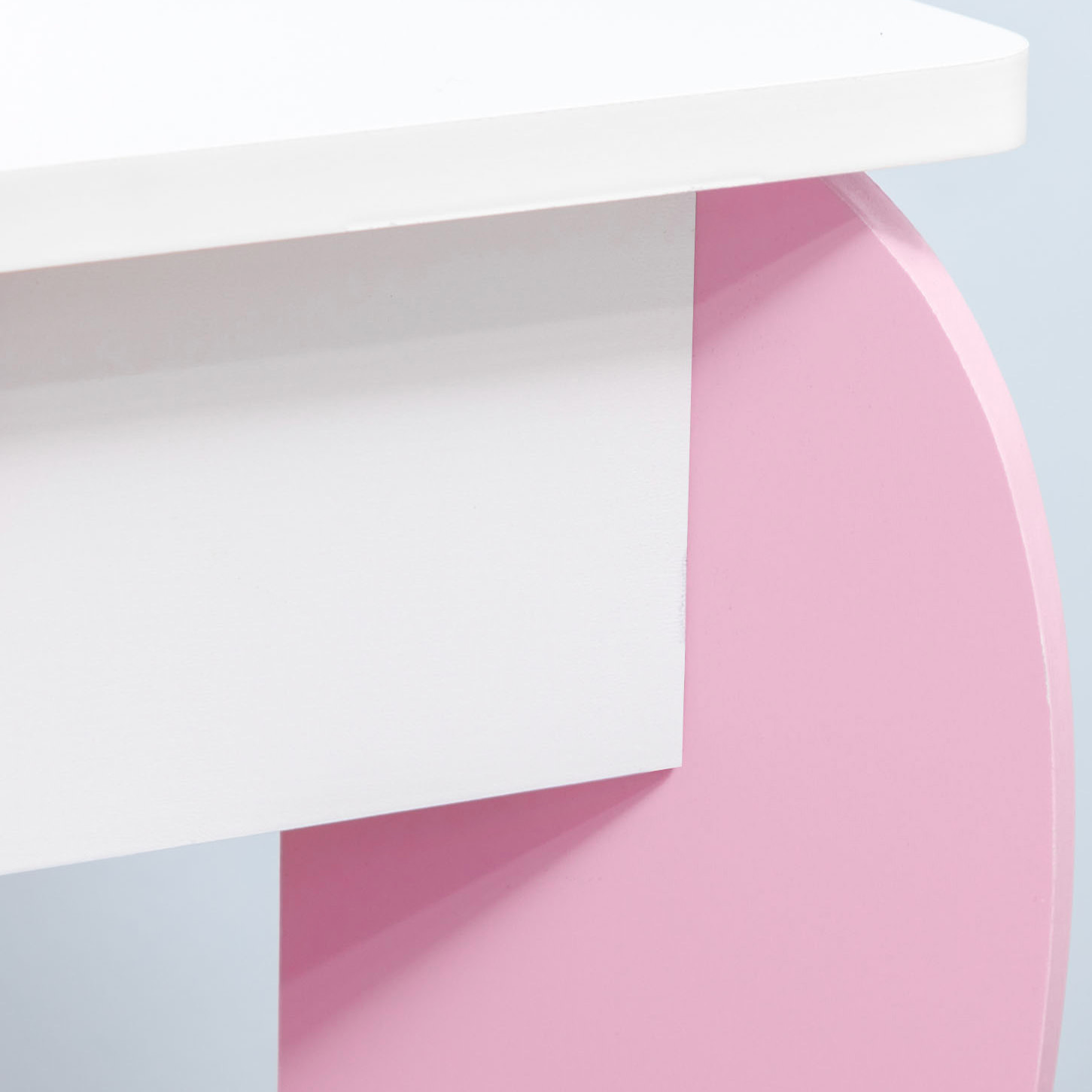 Coiffeuse enfant design girly motif coeur - tiroir, miroir, tabouret inclus - MDF - blanc rose