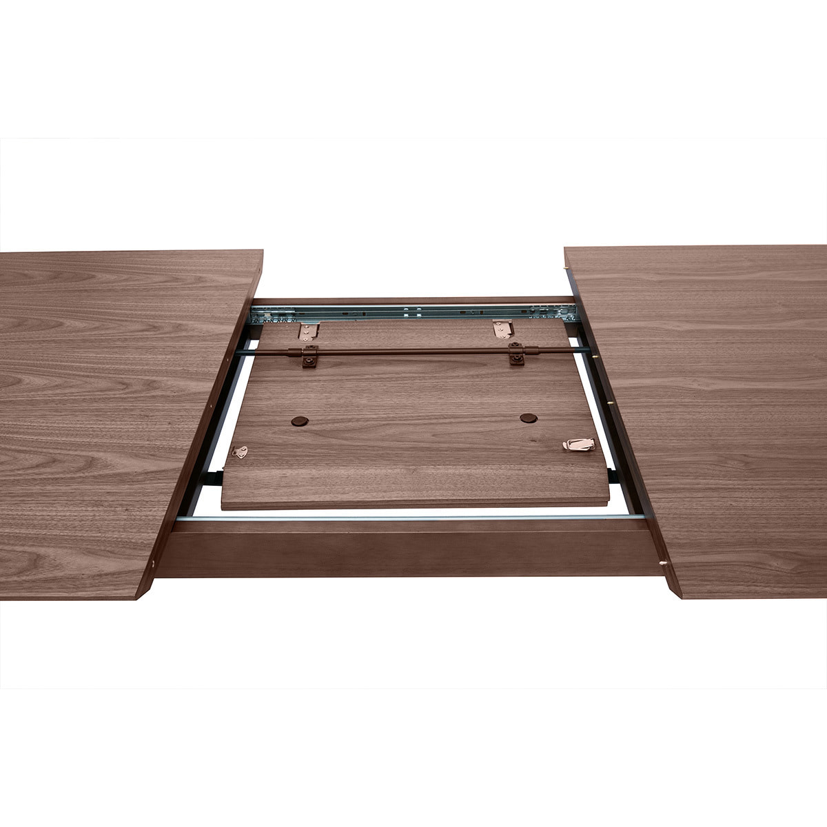 Table extensible rallonges intégrées rectangulaire en bois foncé noyer L160-210 cm ANK