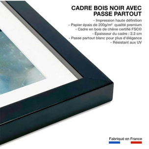Poster rivière dorée Affiche + cadre en bois - Noir