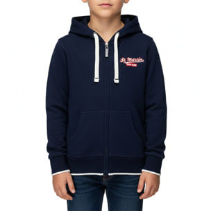 Felpa full zipper con cappuccio e stampa logo Polo Club St Martin Blu