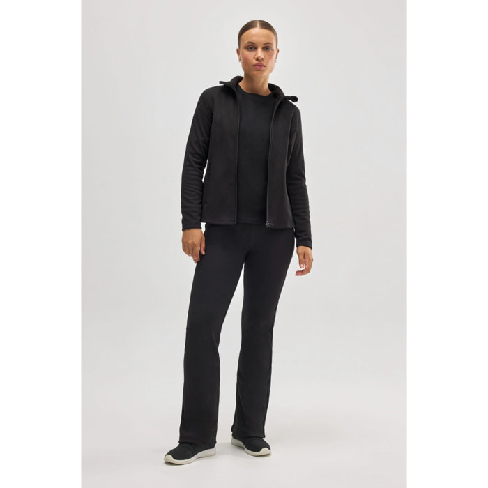 Leggings termici svasati in pile nero, stile sportivo