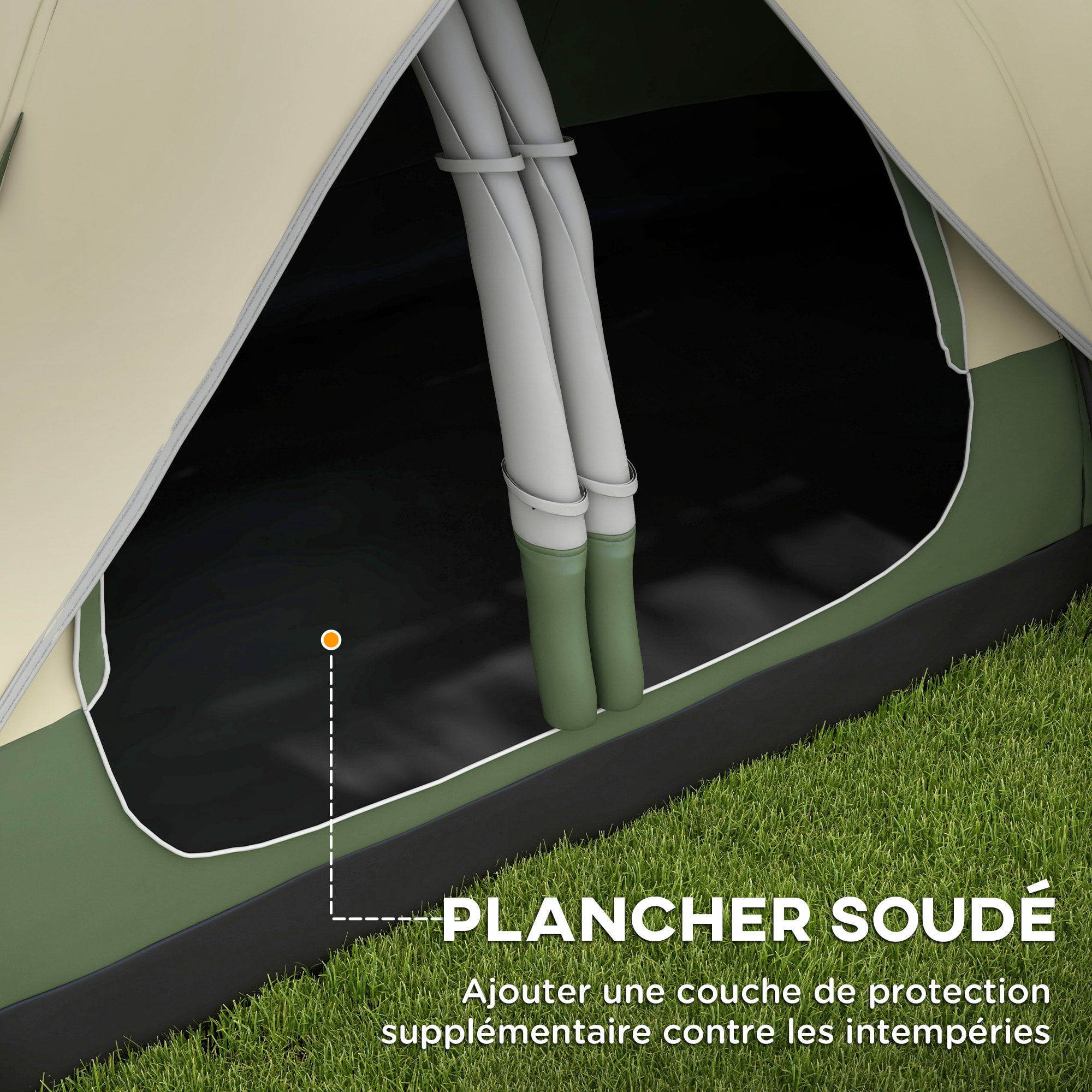 Tente de camping familiale 6-8 pers. double toit étanche 2 000 mm moustiquaire sac de tranport vert