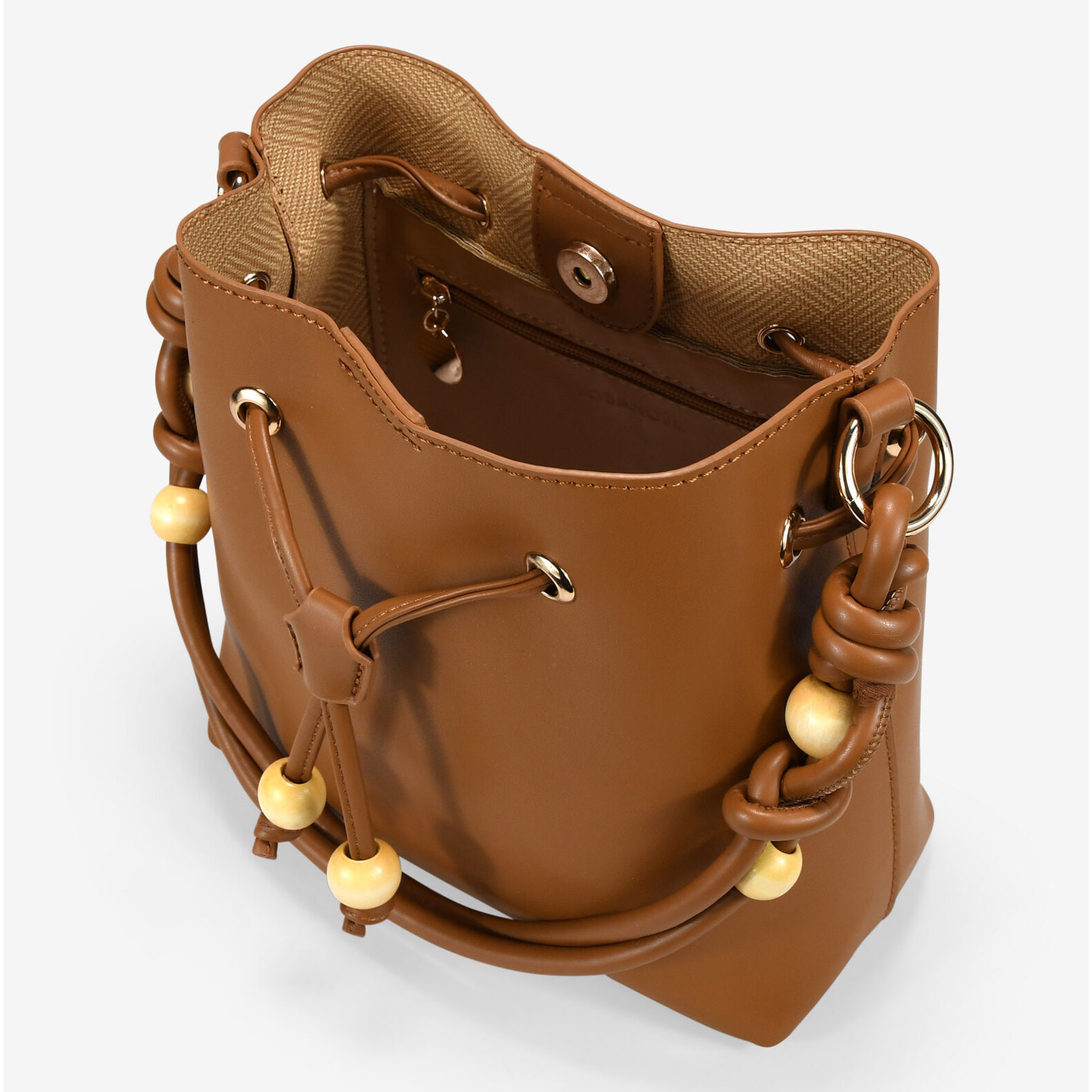 Bolso cubo tostado con doble asa