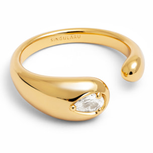 Anillo Doble Gota Spark Baño Oro