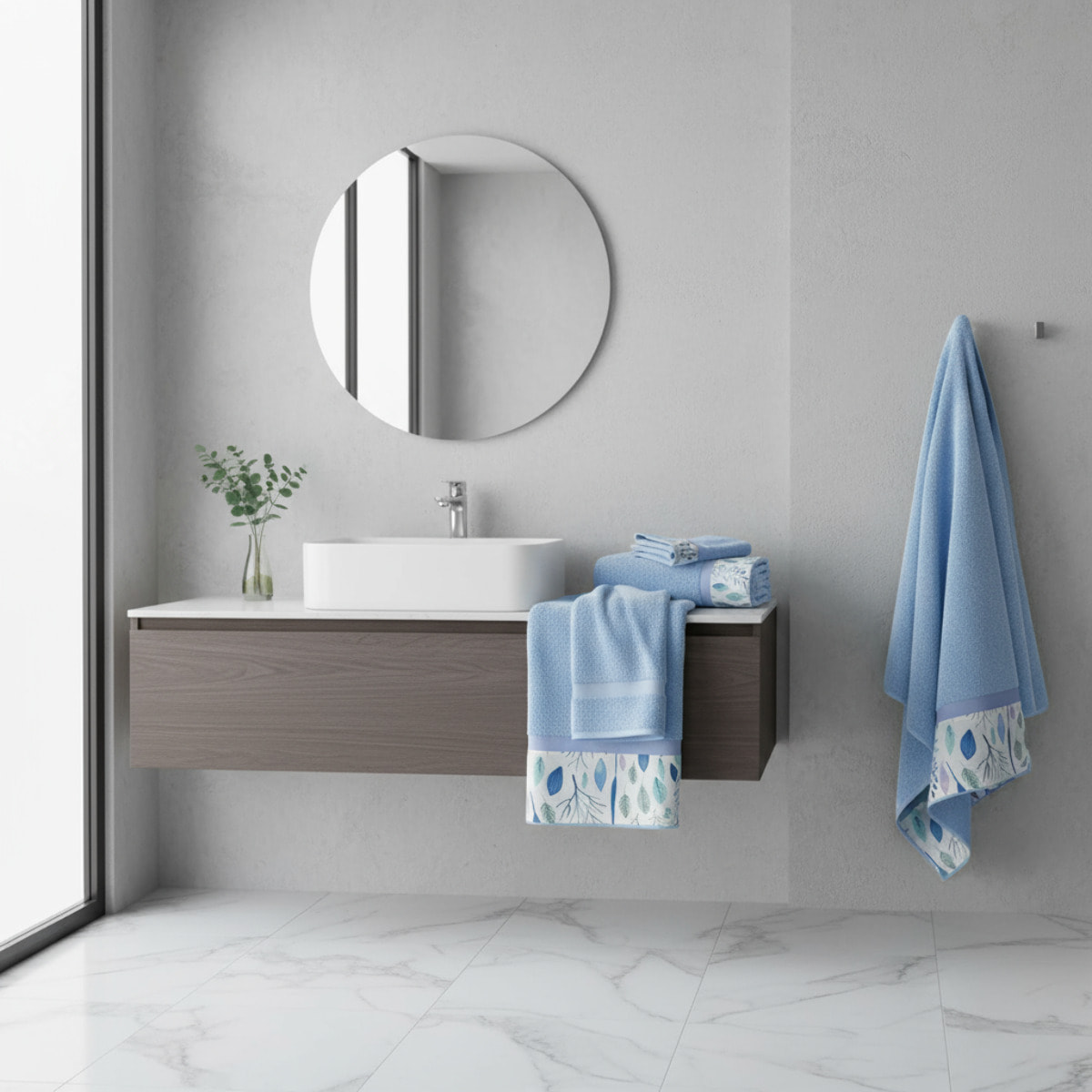 Set Spugna CORALLO 5 Pezzi: 2 Viso+2 Ospite + 1 Telo Bagno