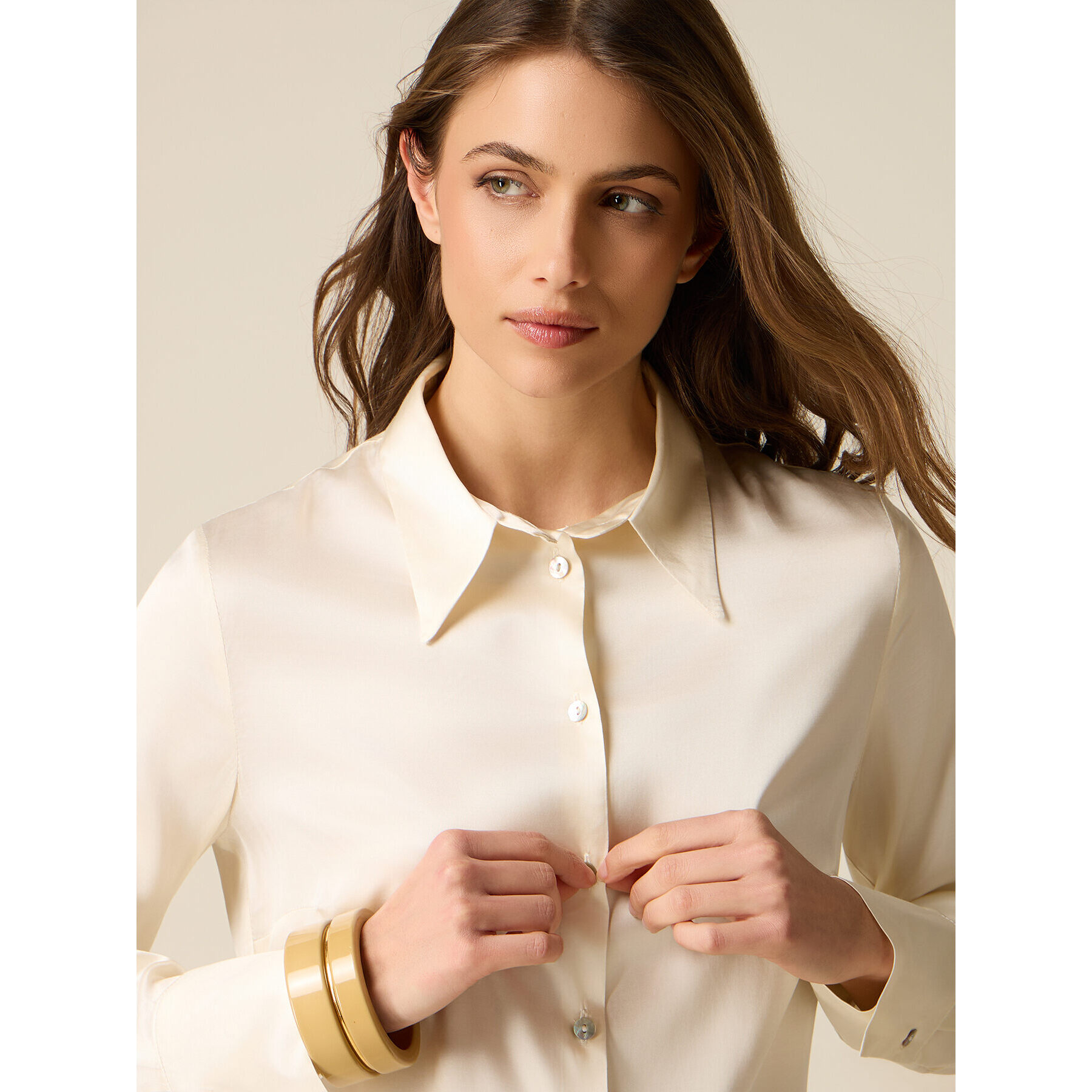 Oltre - Camicia in raso di viscosa - Bianco