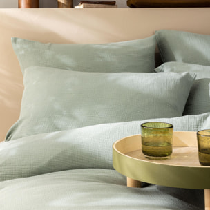 Set de 2 taies d’oreiller unies en coton, GAZE DE COTON