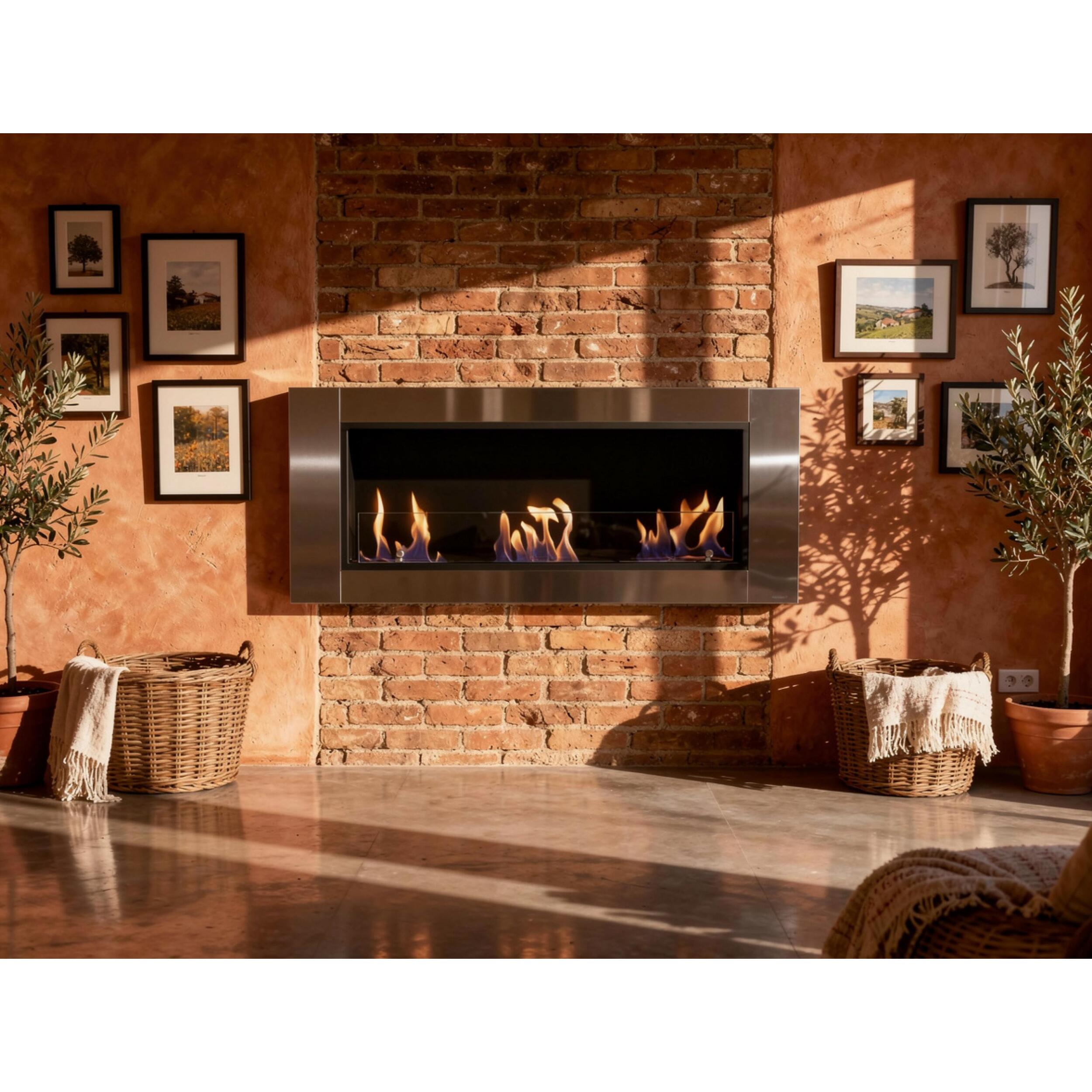 Chimenea de etanol de grandes dimensiones y 3 quemadores HECATE PURLINE