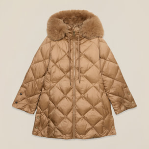 Oltre - Plumífero midi acolchado con pluma auténtica - Beige