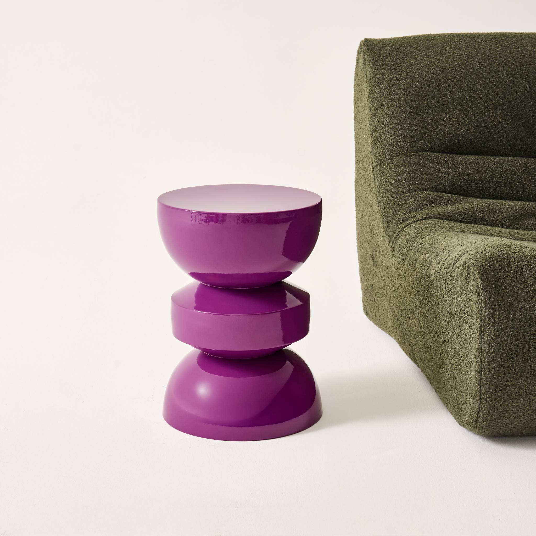Table d'appoint, bout de canapé, table de chevet métal effet glossy Ø32 x H44,5cm ASSA