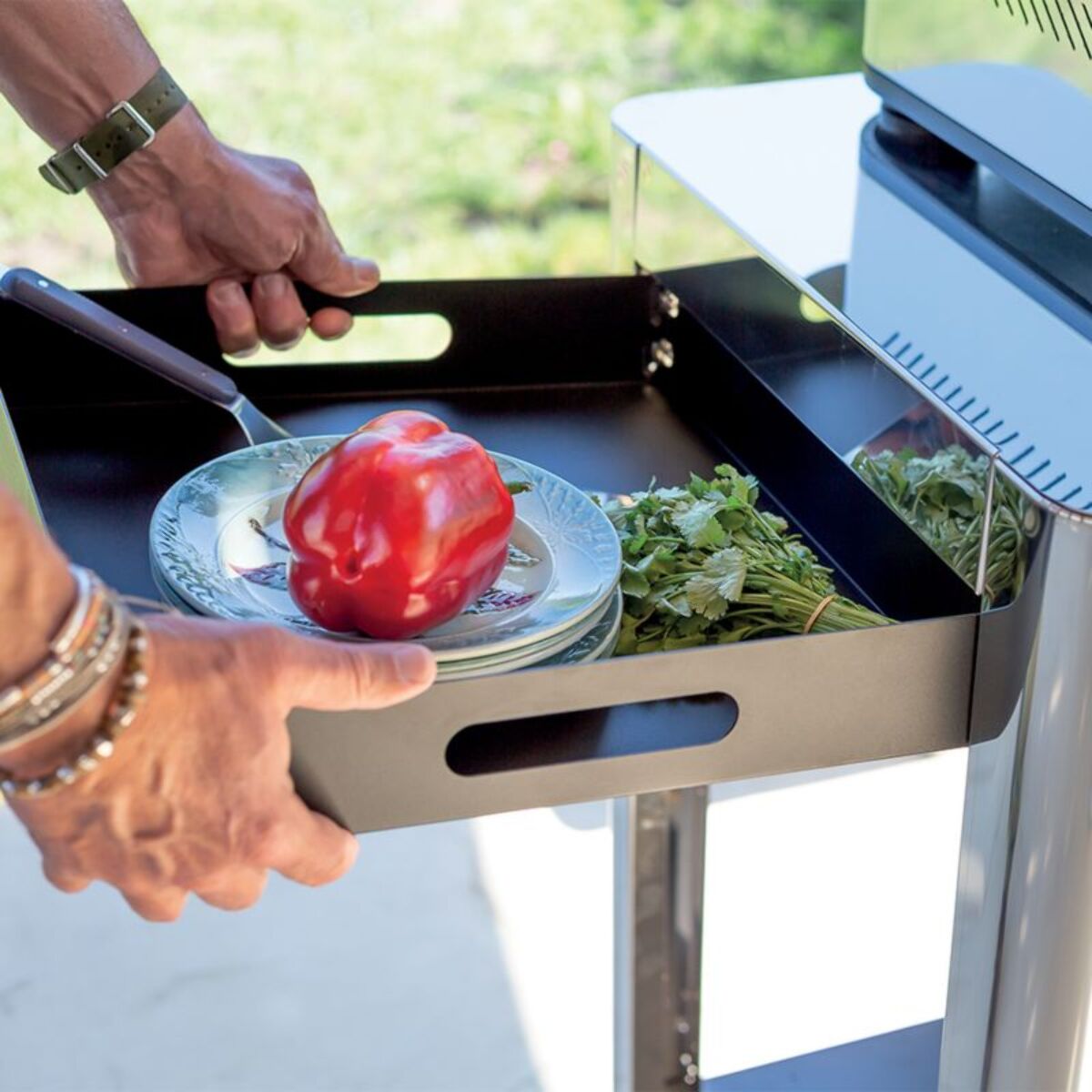 Chariot Plancha ENO ACHILLE Porte Inox compatible plancha ENO