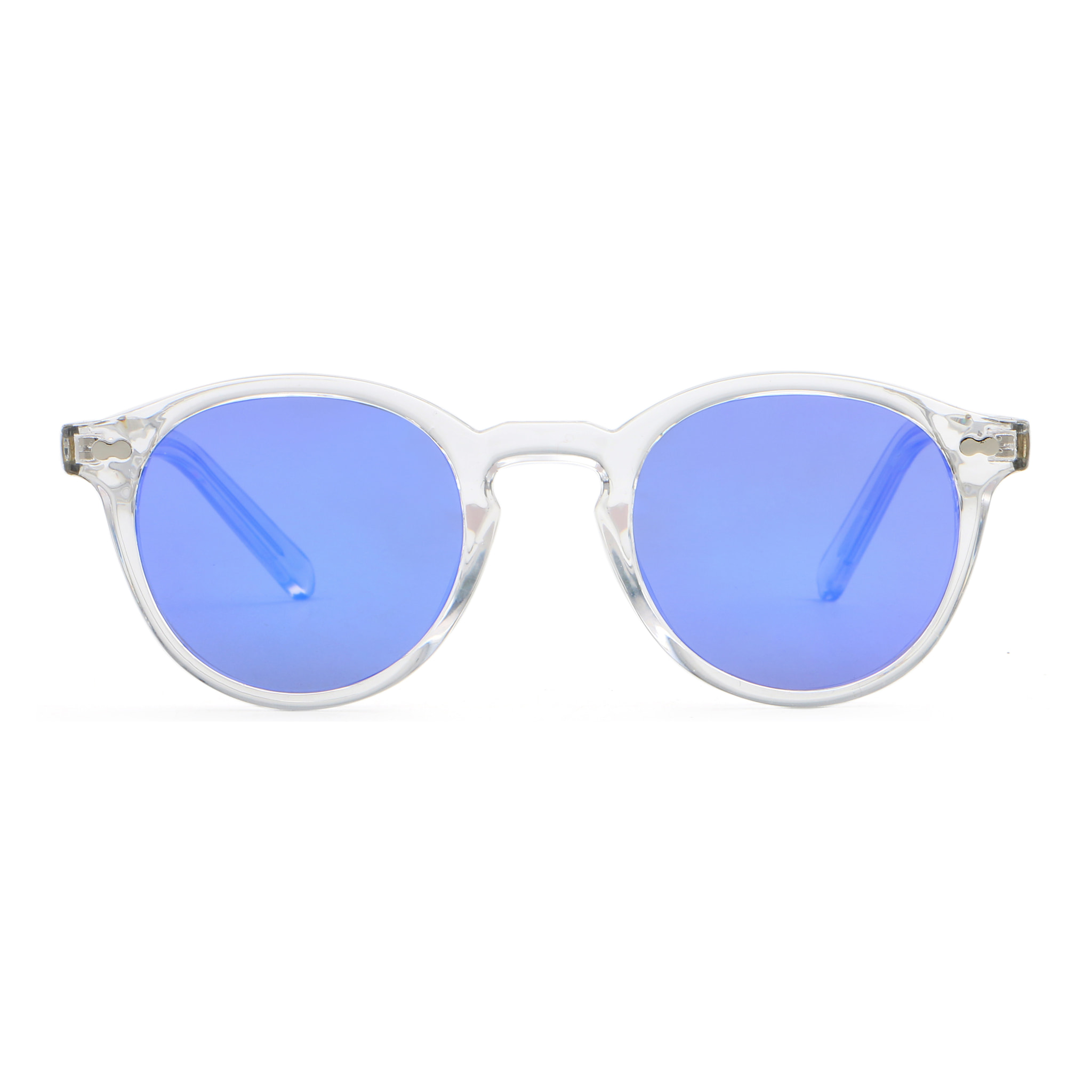 Gafas de sol OCEAN BOWIE - Blanco transparente brillante / Revo azul