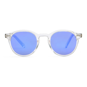 Gafas de sol OCEAN BOWIE - Blanco transparente brillante / Revo azul