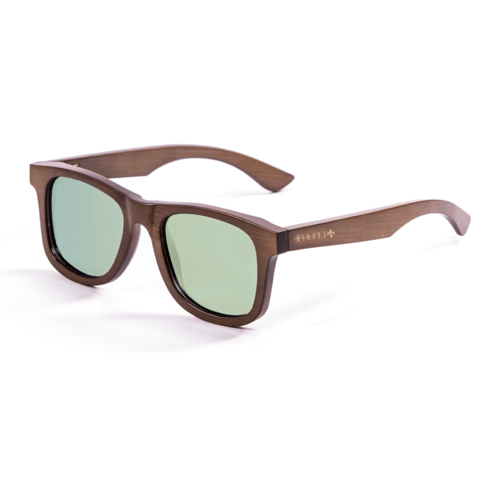 Gafas de sol LENOIR PURE - Bambú marrón oscuro / Polarizada verde revo