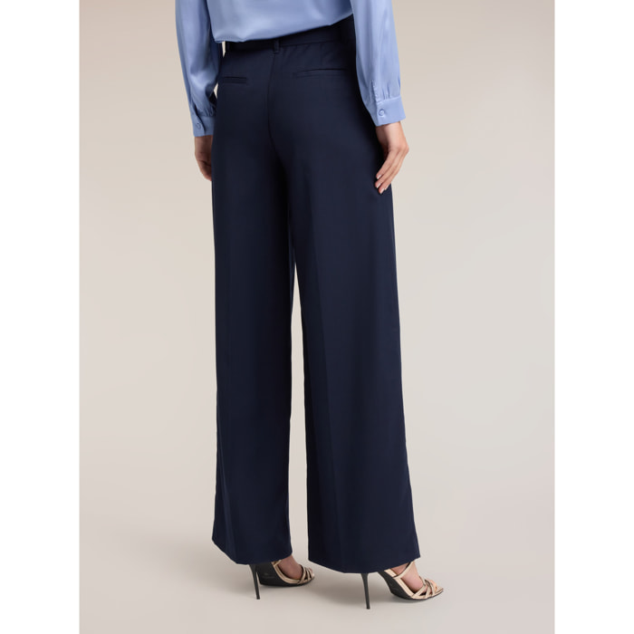 Motivi - Pantaloni palazzo in cady con cintura - Blu