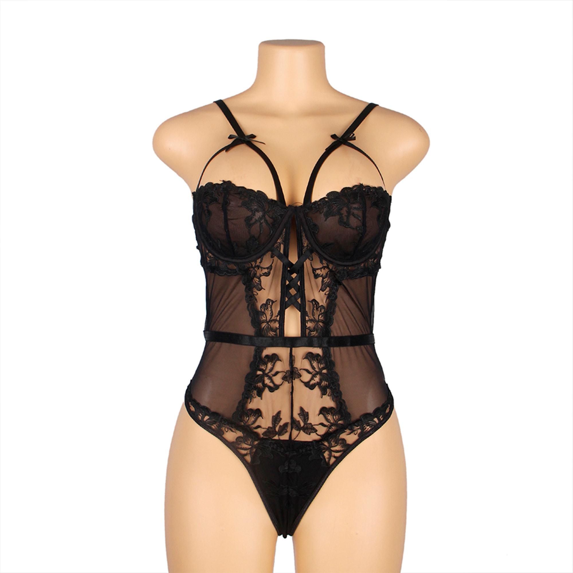 Body floral con aros color negro