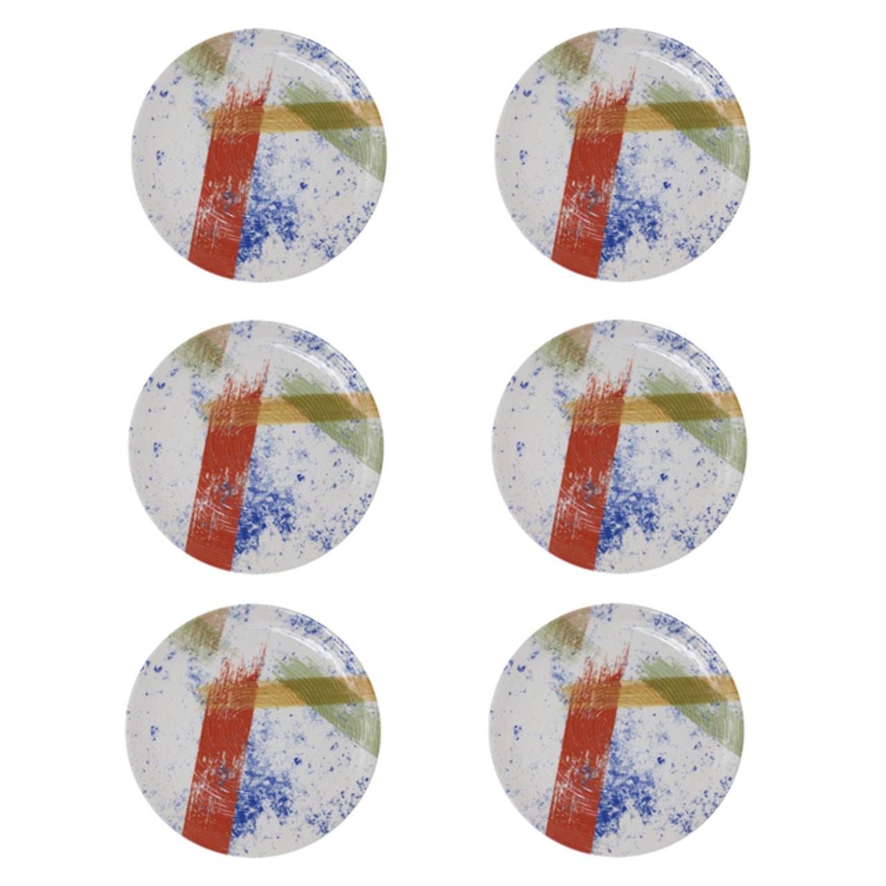 Set 6 piatti da frutta Canva in ceramica sottosmalto