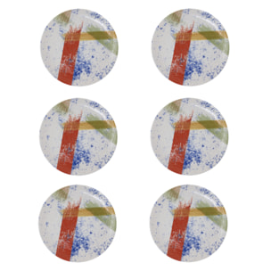Set 6 piatti da frutta Canva in ceramica sottosmalto