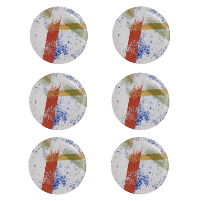 Set 6 piatti da frutta Canva in ceramica sottosmalto
