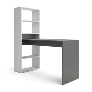 Mesa de escritorio con estantería en blanco artik y gris antracita 120x50 cm Cosmic Blanco Artik (Blanco Mate) - Gris Grafito