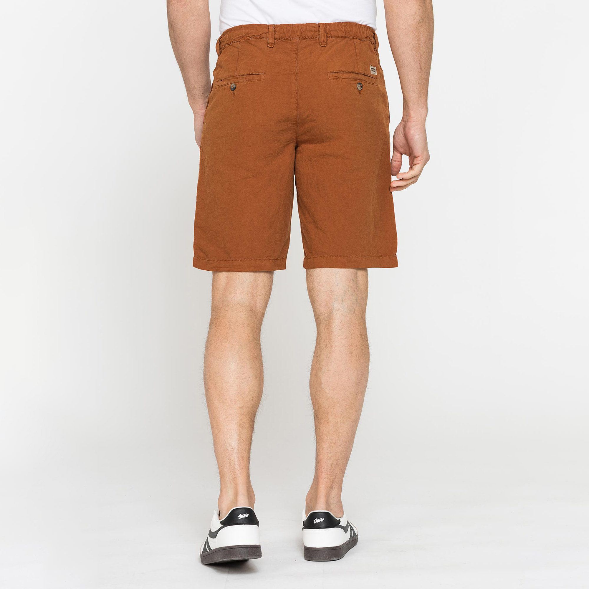 BERMUDA CHINO IN TESSUTO LINO E COTONE CON COULISSE