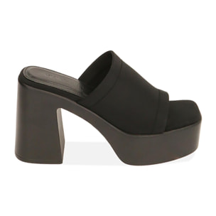 Mules platform nere, tacco 10 cm