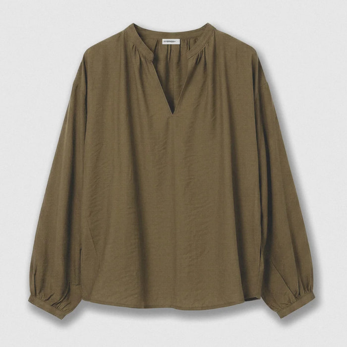 Set blusa falda midi viscosa lisa verde