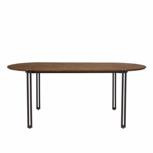 SIXTINE - Table à manger ovale 200x105cm plateau bois de teck recyclé