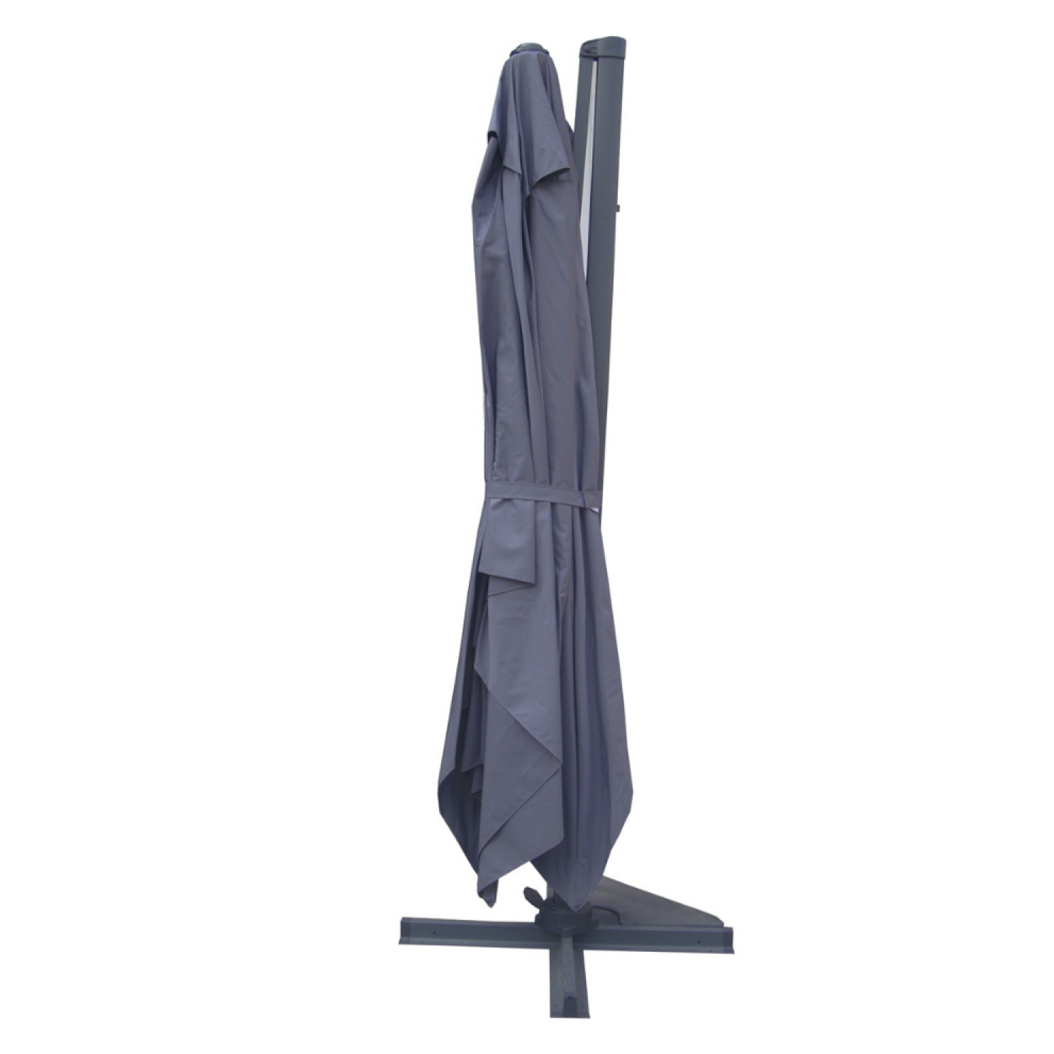 NAVIA Bundle parasol rectangulaire 3x4m déporté rotatif gris aluminium + housse