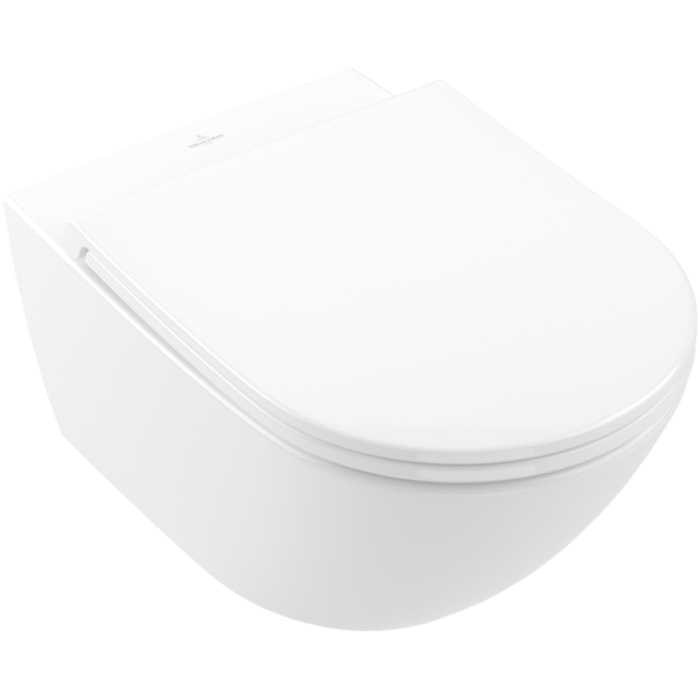 WC suspendu avec bride Universo TwistFlush CeramicPlus blanc avec abattant