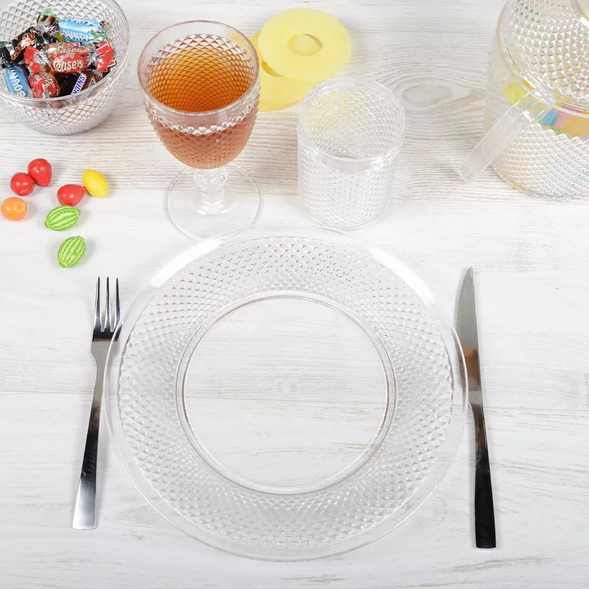 Lot de 6 ASSIETTE PLATE ACRYLIQUE DIAMANT