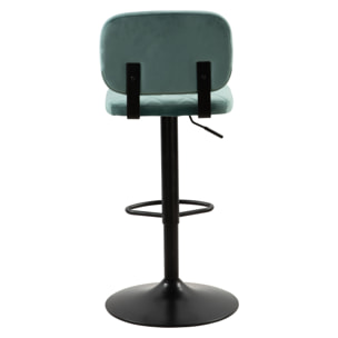 Lot de 2 chaises de bar réglables 60/81 cm en velours vert d'eau - Viktor