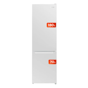 EVVO Frigorífico combi F52 180 cm blanco, No Frost, inverter, Multi Air Flow, LED, Smart ECO, Fast Cooling, eficiencia E.