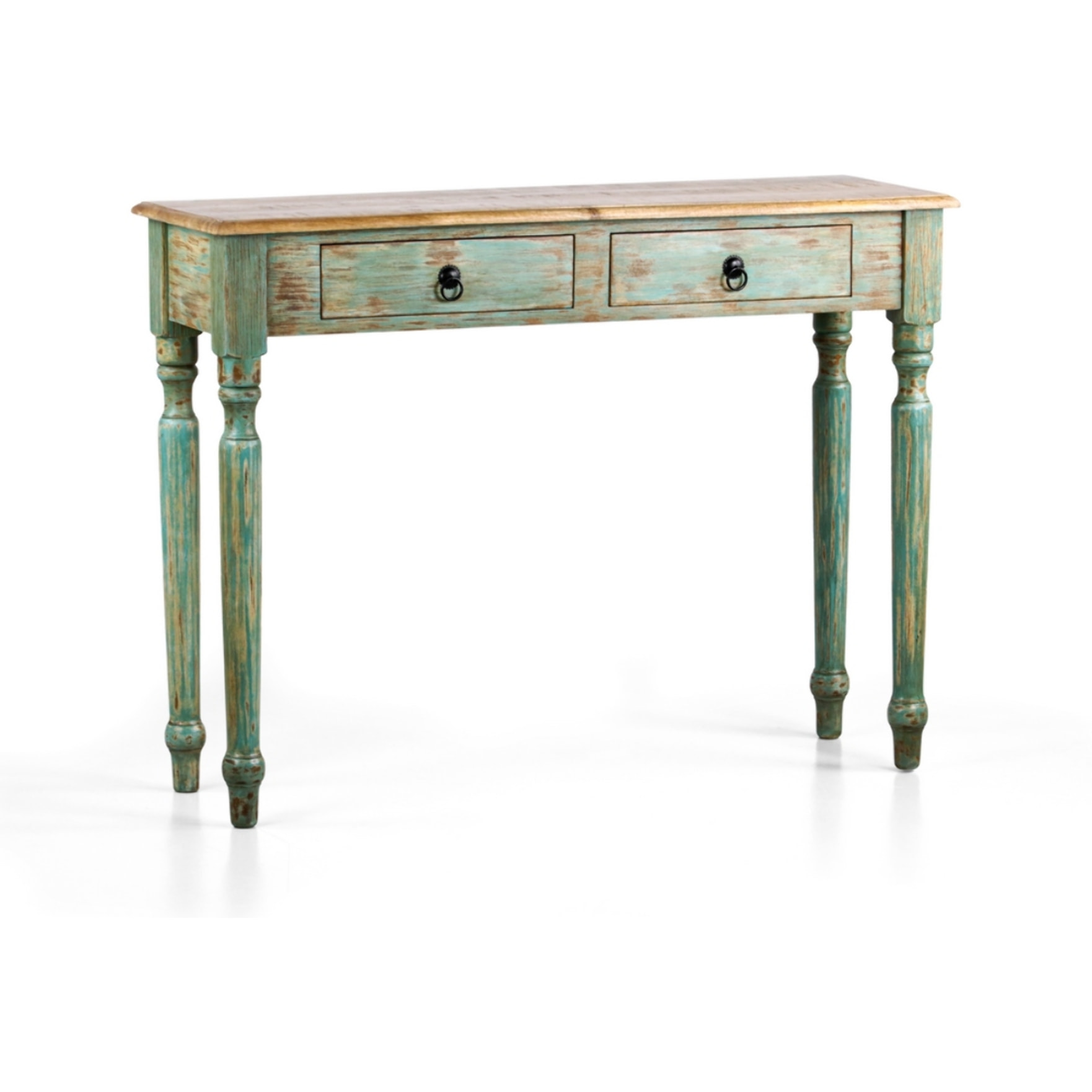 Consolle in mango con finitira azzurra 110x35x72 cm