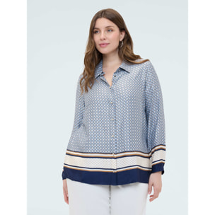 Fiorella Rubino - Camicia in raso con stampa geometrica - Azzurro