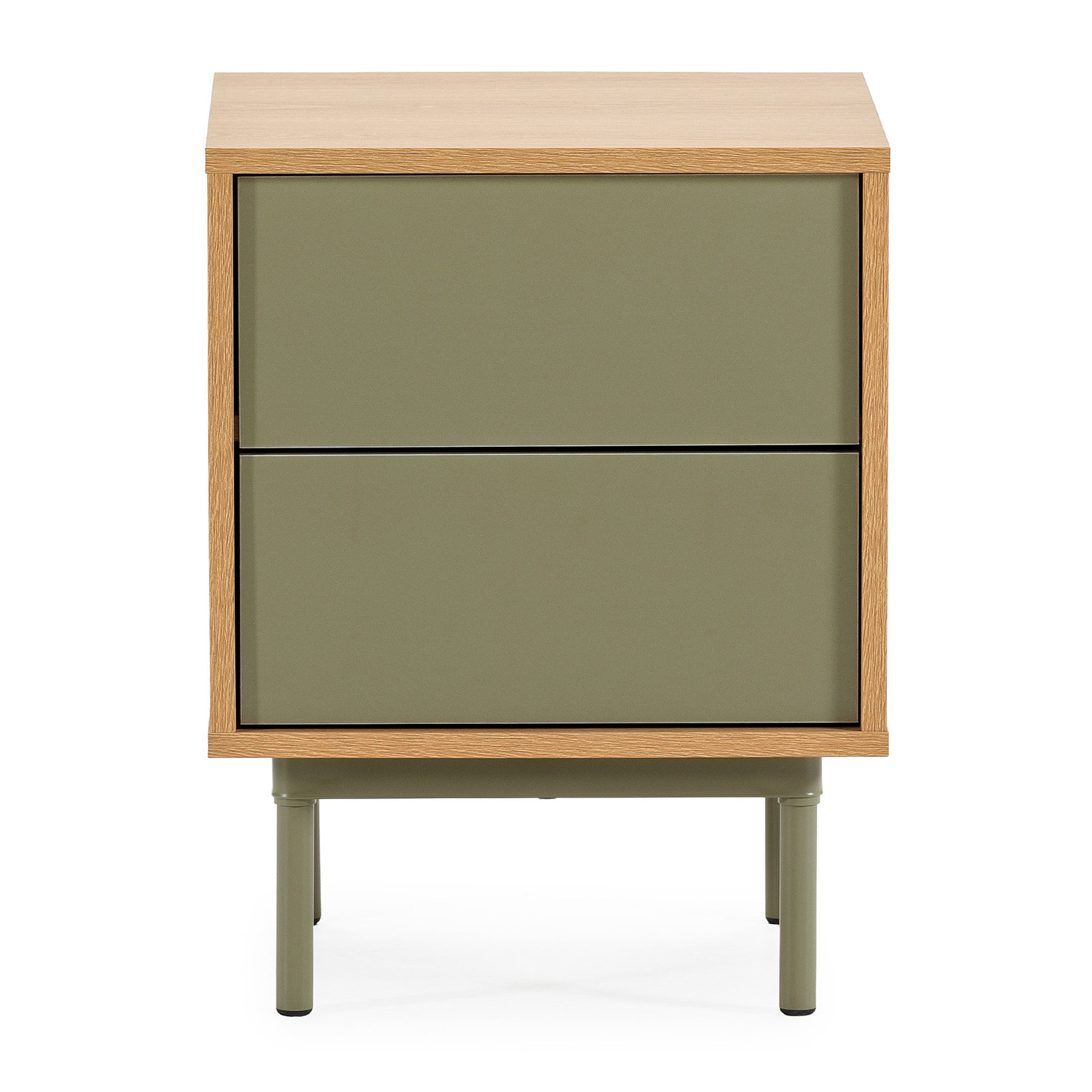 Mesita de noche Cuzco 2 cajones color Roble/Verde
