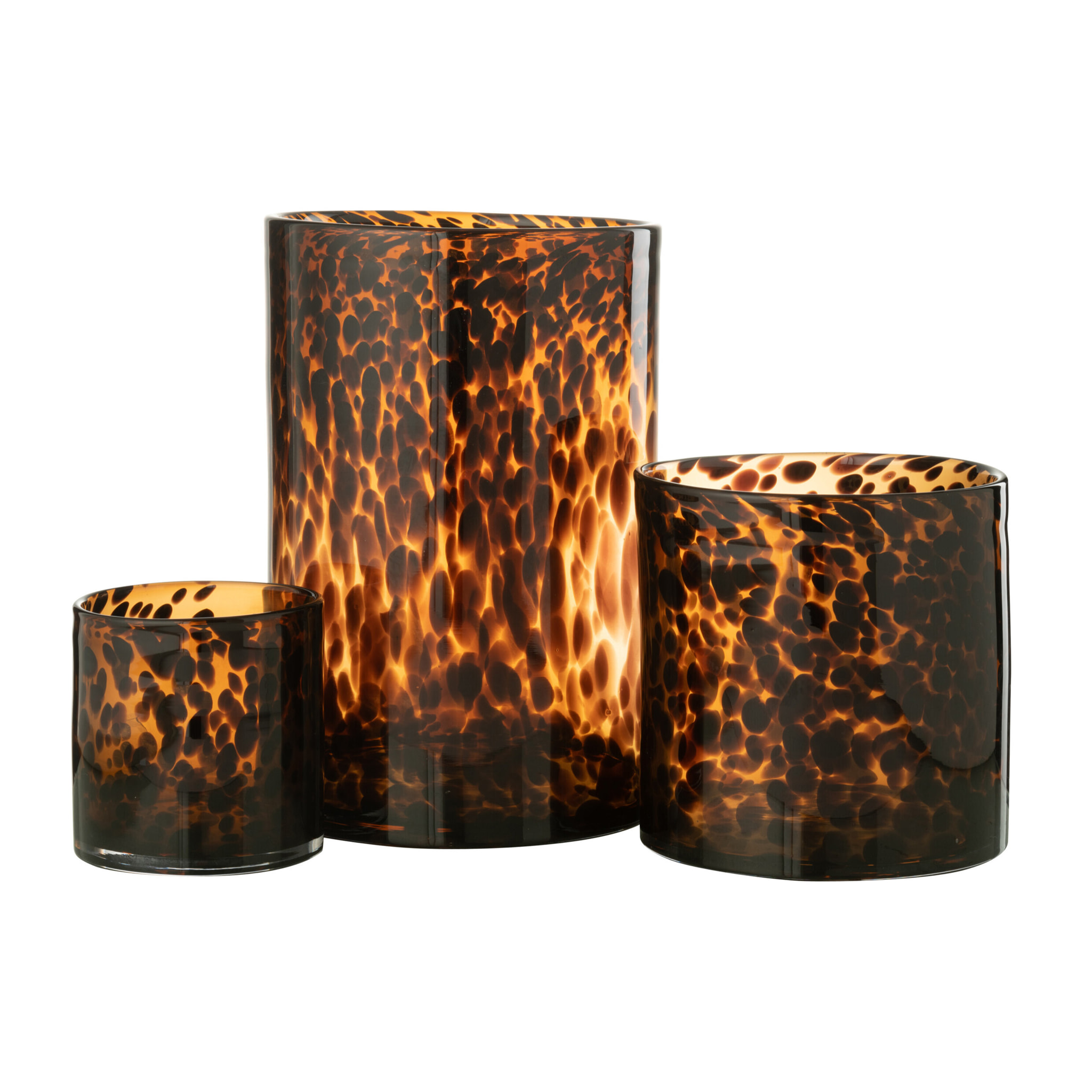 J-Line photophore Cylindre Pois - verre - marron/noir - large