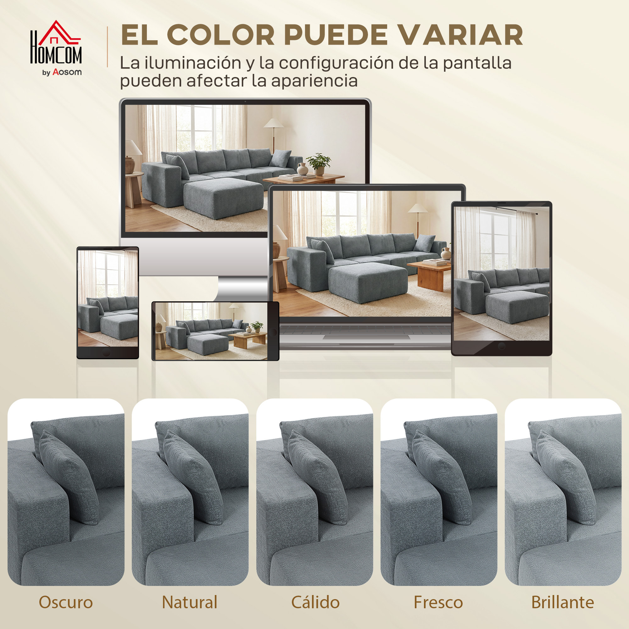 Sofá Modular en Forma de U, Sofá de Esquina Seccional de 4 Plazas con 2 Taburetes, Almohadas, Reposabrazos Anchos, sin Montaje, Asientos Amplios y Profundos, Tapizado en Terciopelo, Gris Oscuro