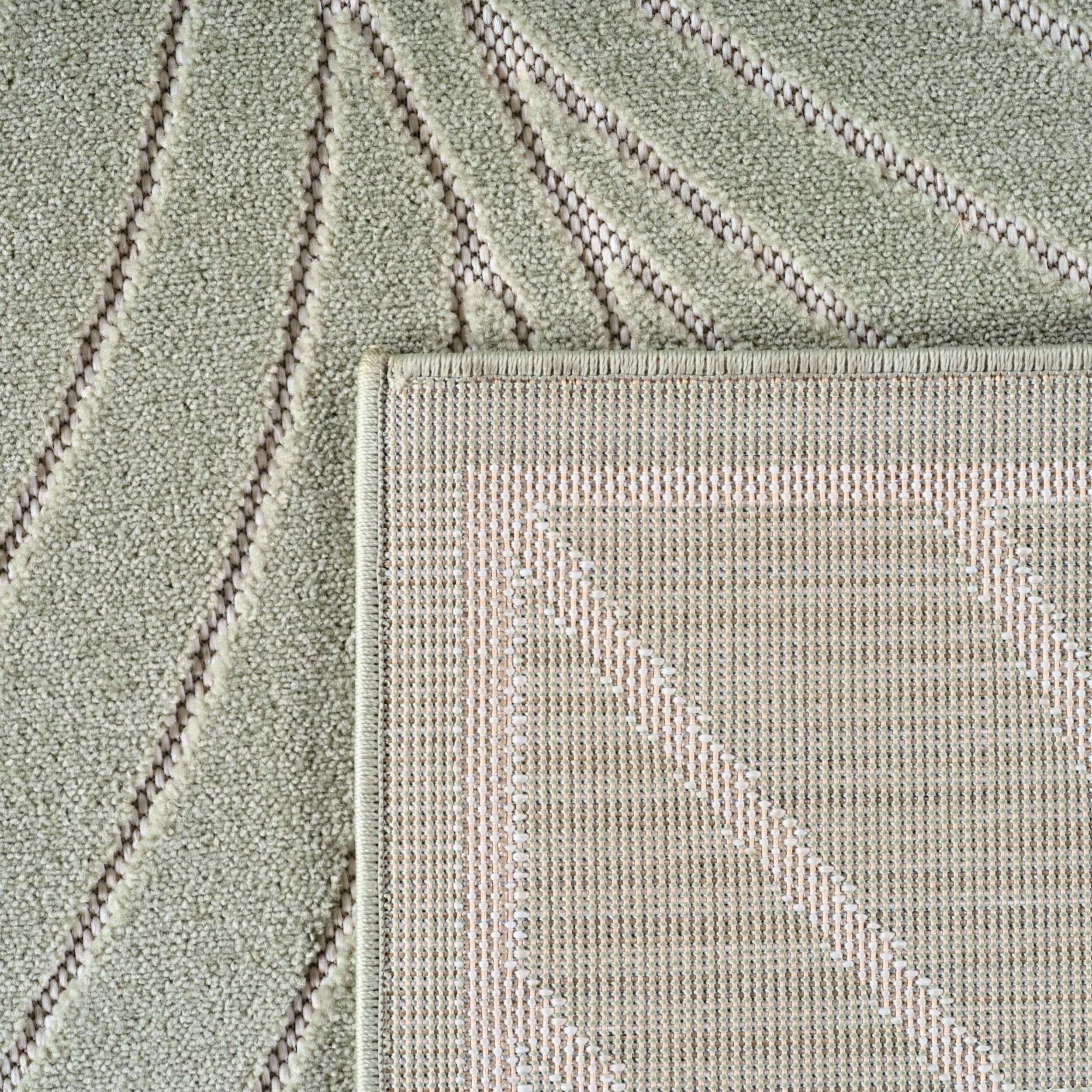 NOVA - Tapis intérieur/extérieur rond vert à motif feuille tropical