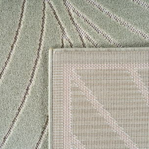 NOVA - Tapis intérieur/extérieur rond vert à motif feuille tropical