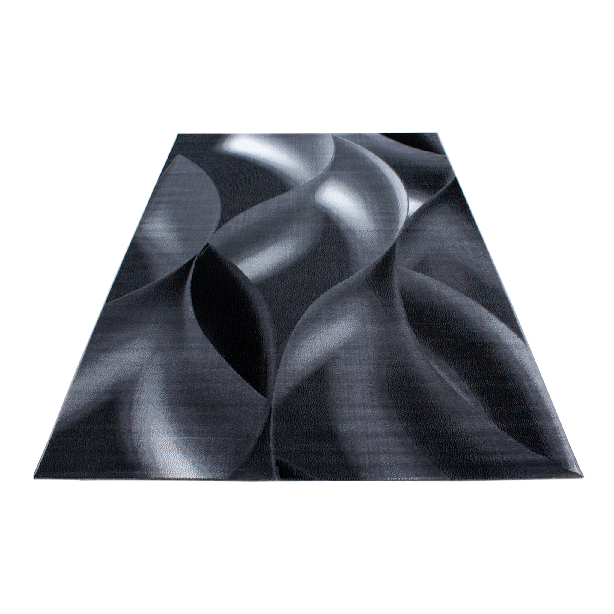 PLUS - Tapis à poils courts design noir - PLU8008NOI