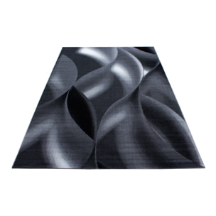 PLUS - Tapis à poils courts design noir - PLU8008NOI