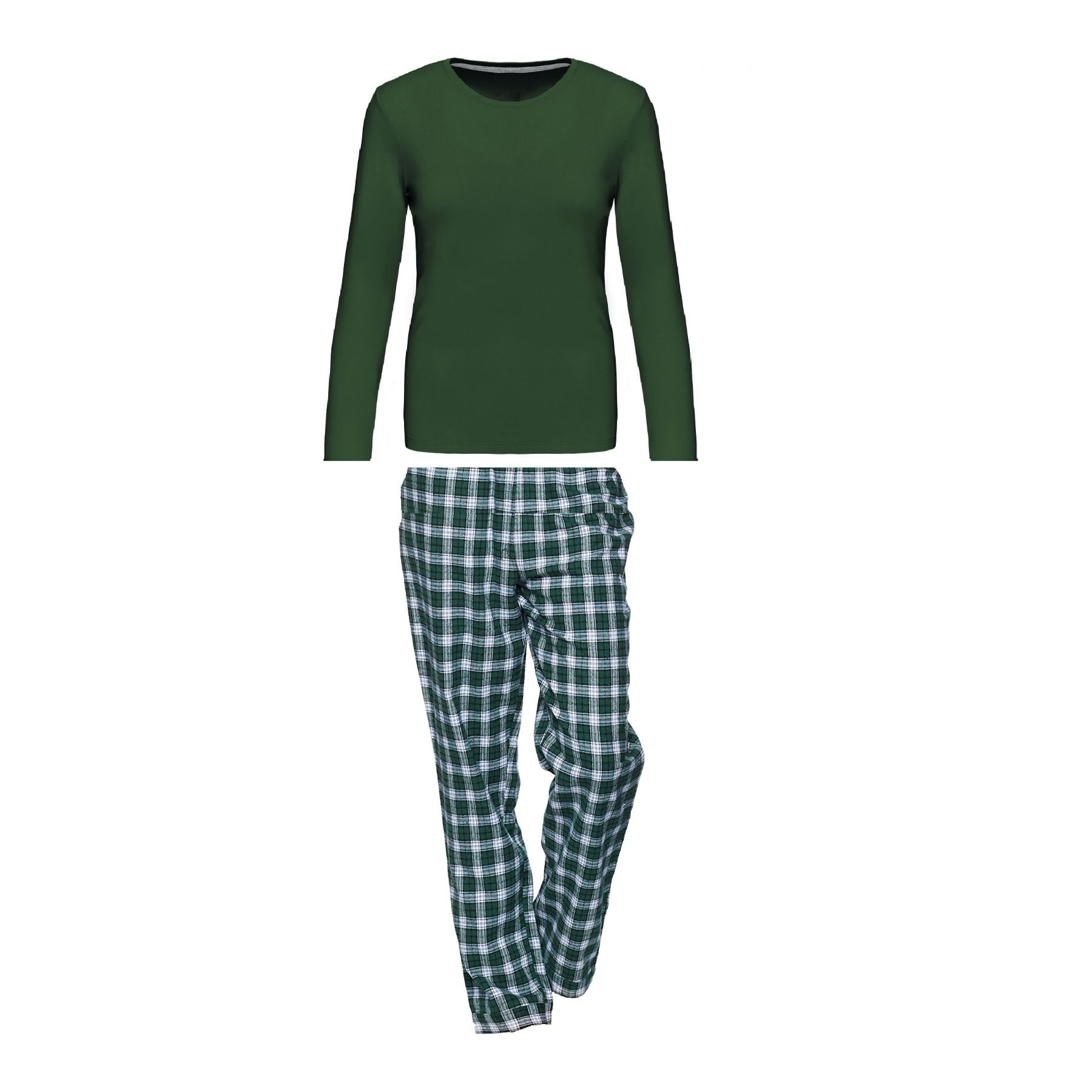 PIGIAMA DONNA flanella invernale scozzese verde maglia verde