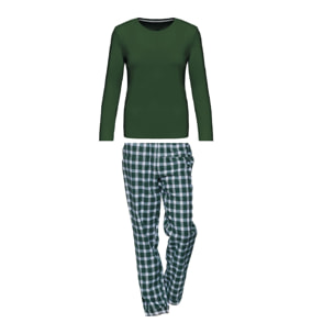 PIGIAMA DONNA flanella invernale scozzese verde maglia verde