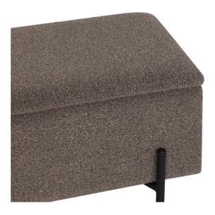 Watford - Panca contenitore in bouclé marrone con gambe in metallo nero 95x36,5x43 cm