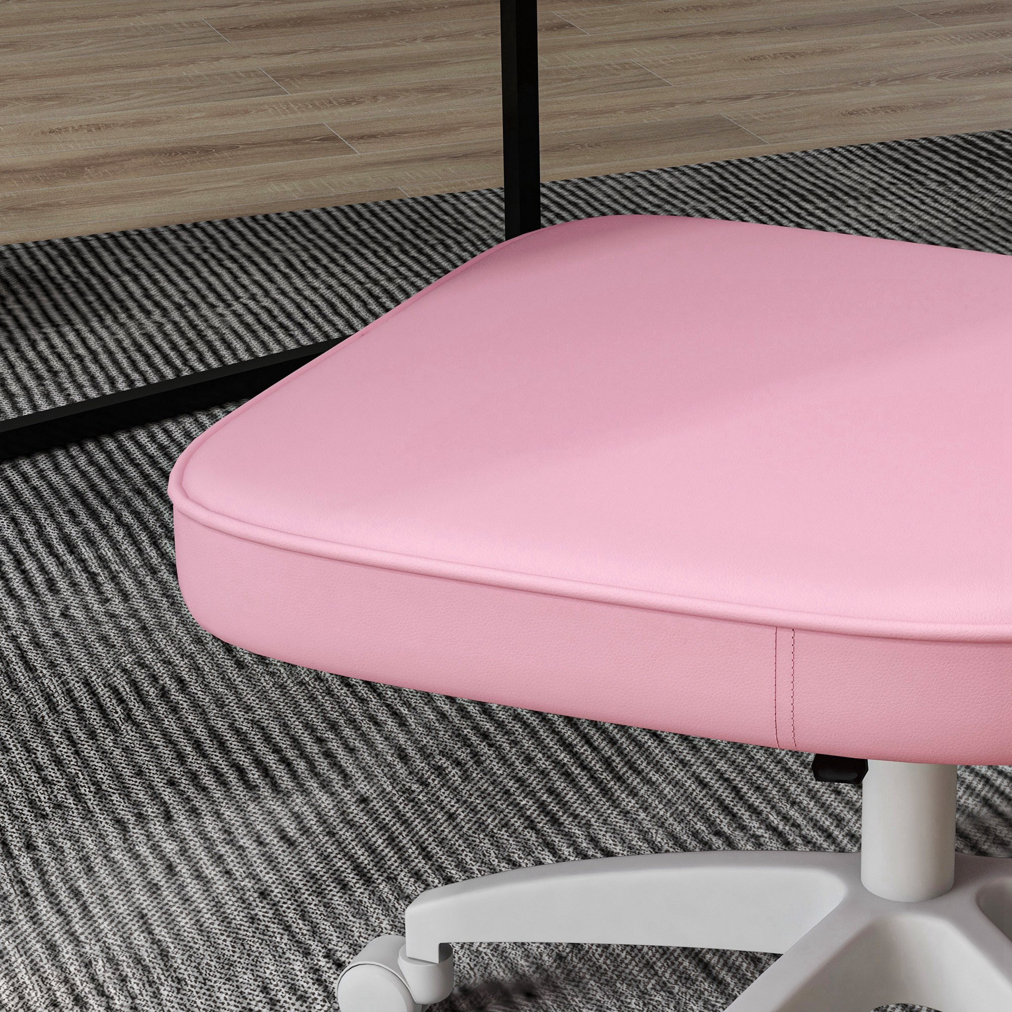 Chaise de bureau design Chersterfied dossier arrondi 2 boutons synthétique rose