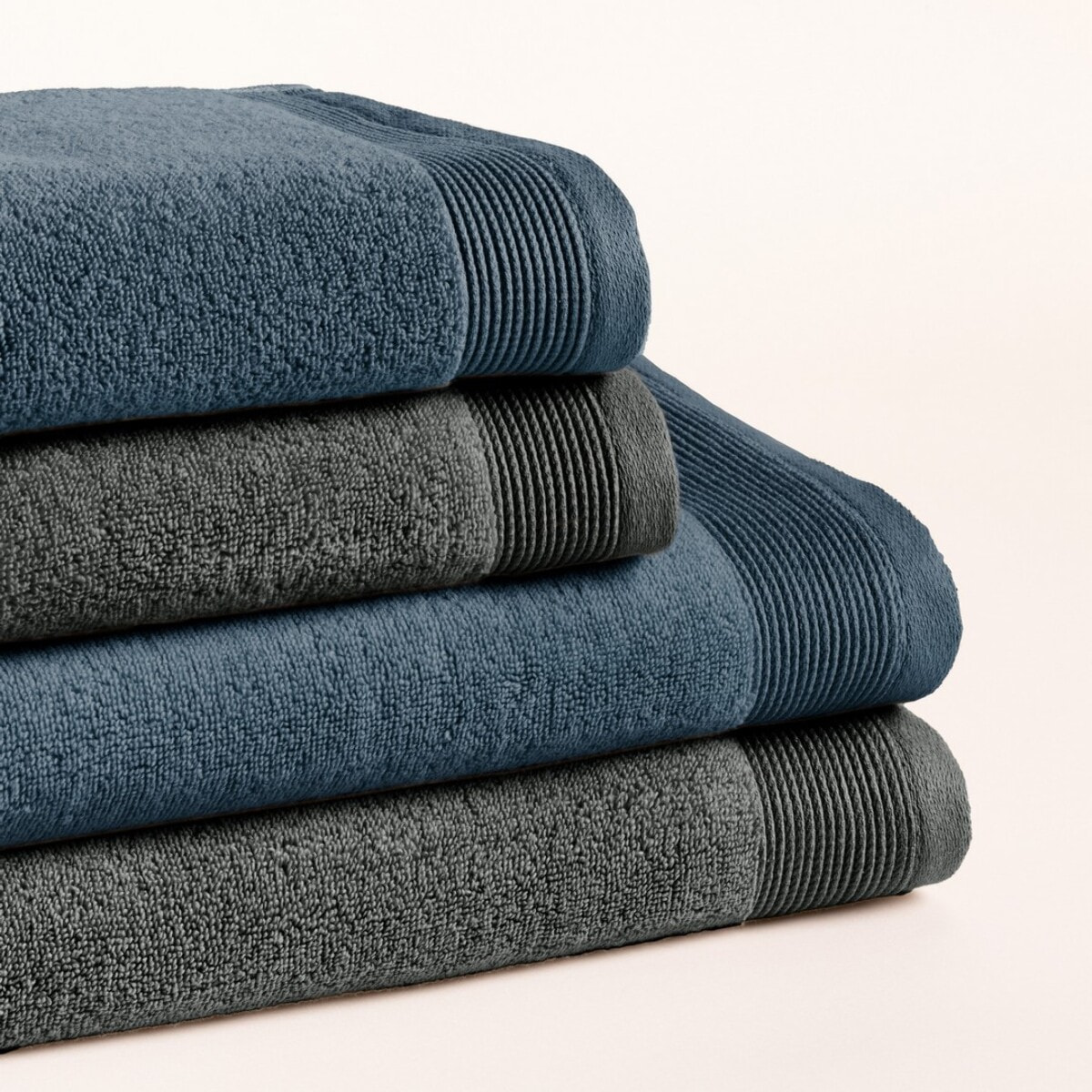 Lot de 4 serviettes en acier bicolores Harmony Denim - Zero Twist - 600 grammes