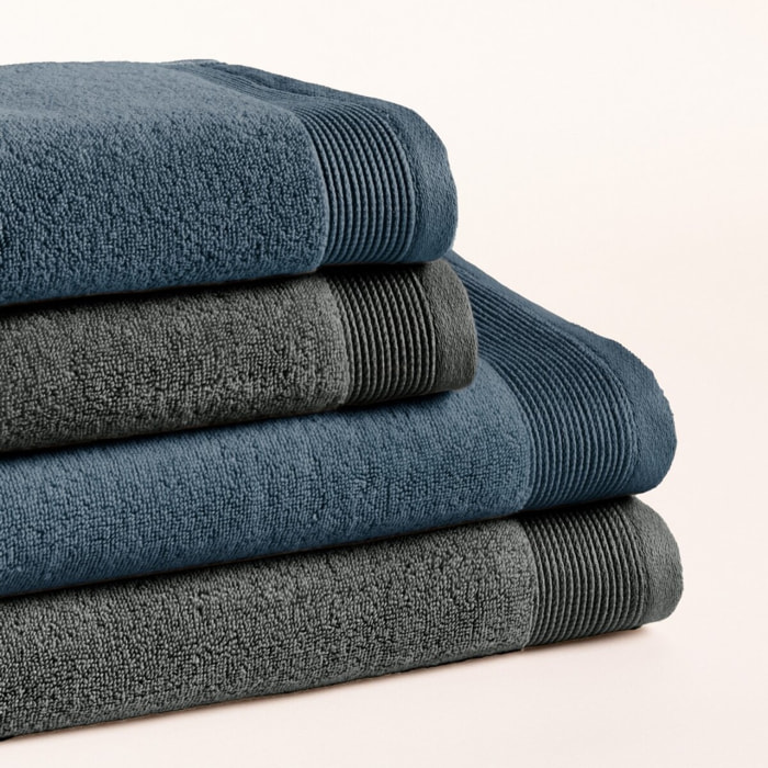 Lot de 4 serviettes en acier bicolores Harmony Denim - Zero Twist - 600 grammes