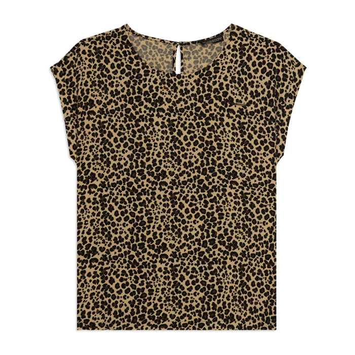 T-shirt Manica Corta in Viscosa fantasia Animalier